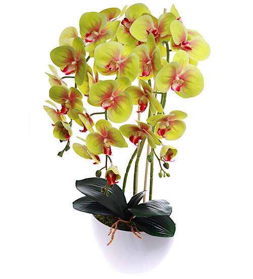 Limonkowy storczyk orchidea sztuczne kwiaty 60 cm 3pgz