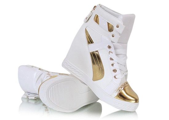 Białe botki sneakersy złote wstawki /D2-3 W275 Sel433-50/