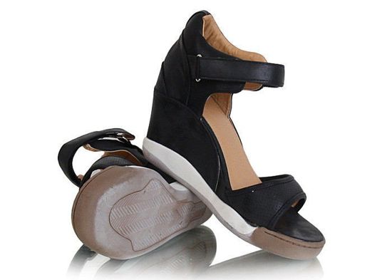 Sportowe sandały na koturnie /G3-3 X55 sx189/ Czarne