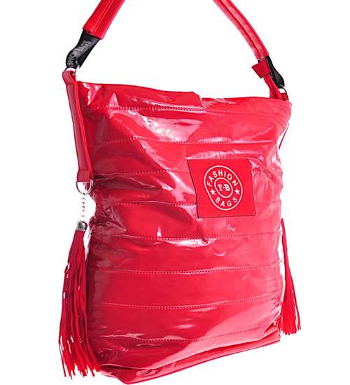 Duża damska torebka Shopper Bag Czerwona /TB111 S493/