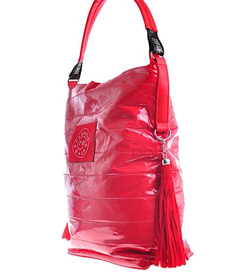 Duża damska torebka Shopper Bag Czerwona /TB111 S493/