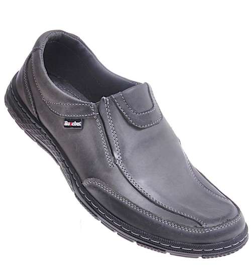 Casualowe męskie buty skórzane Szare /B6-2 11039 D111/