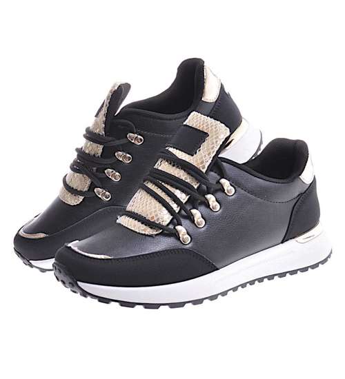 Modne damskie buty sportowe Czarne /A3-3 12345 T697/