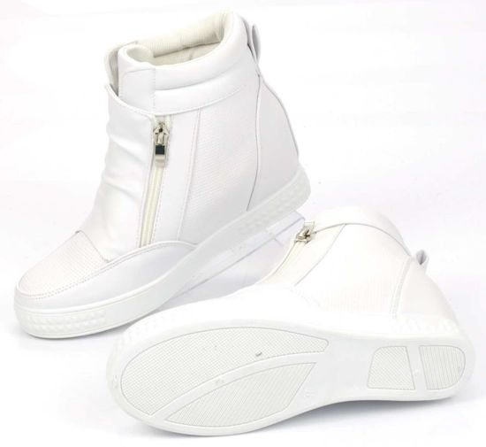 Białe sneakersy na średnim koturnie /F10-1 Ae758 S362/