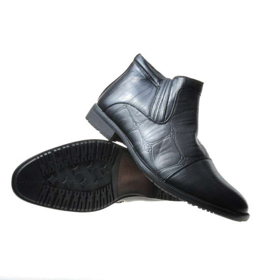 Ocieplane męskie buty sztyblety Czarne /G7-3 6835 S299/