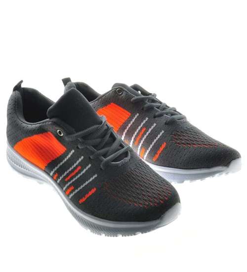 Szare buty sportowe z wiązaniami /D7-2 8436 S213/
