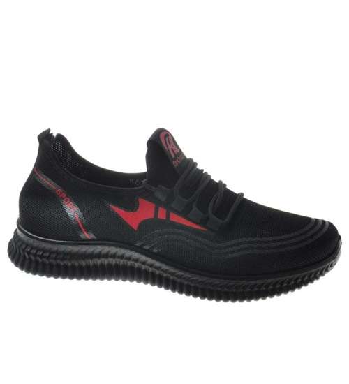 Wsuwane męskie buty sportowe Black-Red /E4-3 8994 S275/