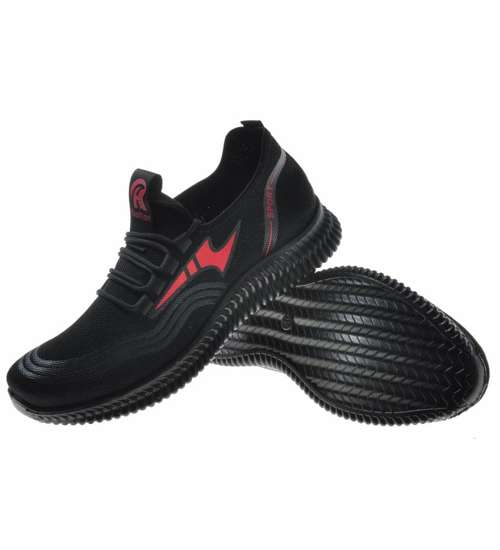Wsuwane męskie buty sportowe Black-Red /E4-3 8994 S275/