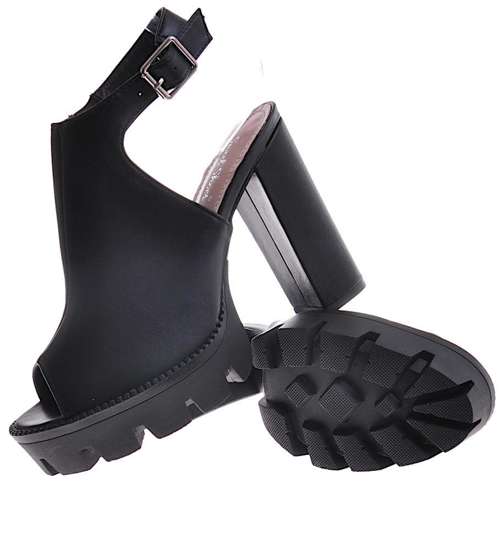 Rockowe czarne sandały na platformie /D3-1 12054 T390/