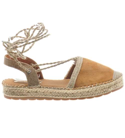 Sandały espadryle na platformie Camel /A1-2 8114 S204/