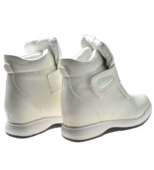 Białe trampki sneakersy na niskim koturnie /G9-3 6716 S451/