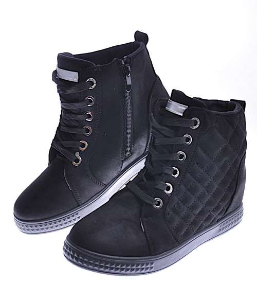 Czarne trampki sneakersy na koturnie /D8-3 12493 S696/