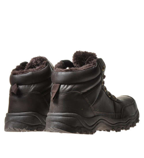 Wysokie męskie buty trekkingowe z ociepleniem Brązowe /X4-2 6832 S326/