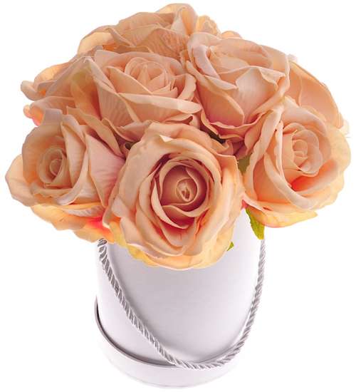 Żółte róże w różowym boxie /FL16 S340/