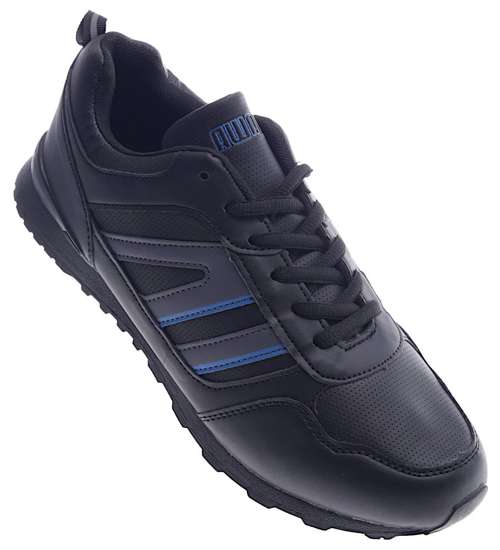 Sznurowane czarne buty sportowe /F2-1 13139 T489/