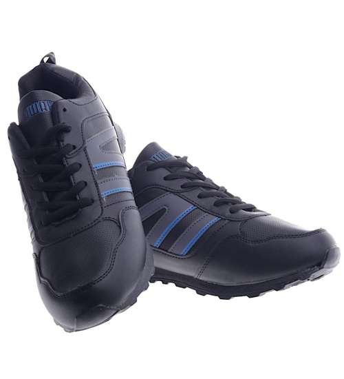 Sznurowane czarne buty sportowe /F2-1 13139 T489/