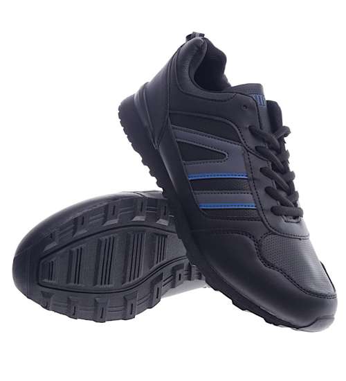 Sznurowane czarne buty sportowe /F2-1 13139 T489/
