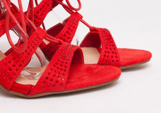 Czerwone sandały z wiązaniami lace up /A6-2 AB21 Sx300/