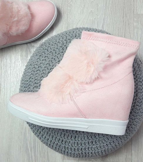 Rożowe trampki sneakersy na średnim koturnie /D9-3 Ae150 t512/ 