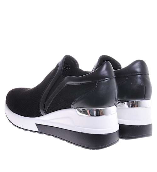 Damskie buty sportowe wkładane Czarne /B7-3 10718 T834/