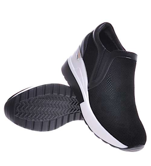 Damskie buty sportowe wkładane Czarne /B7-3 10718 T834/