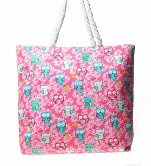 Różowa torba Shopper Bag z kolorowym wzorem /TR186 S099/