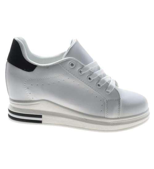 Białe trampki sneakersy na koturnie /B2-2 7396 S350/