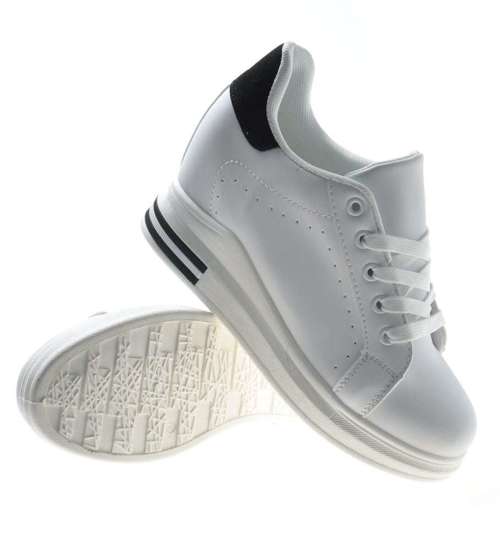 Białe trampki sneakersy na koturnie /B2-2 7396 S350/