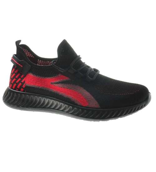 Lekkie sportowe buty męskie Czarno Czerwone /G8-2 8123 S275/