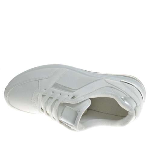 Sportowe buty damskie z eko skóry Białe /E9-2 9918 S593/