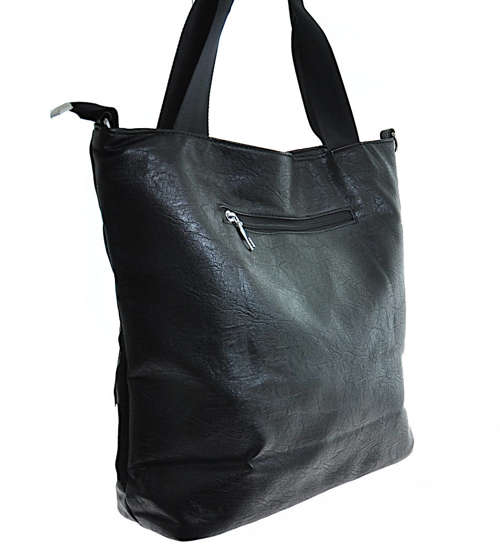 Duża damska torebka Shopper Bag Czarno Srebrna Fashion Bag /H10 TB67 S493/