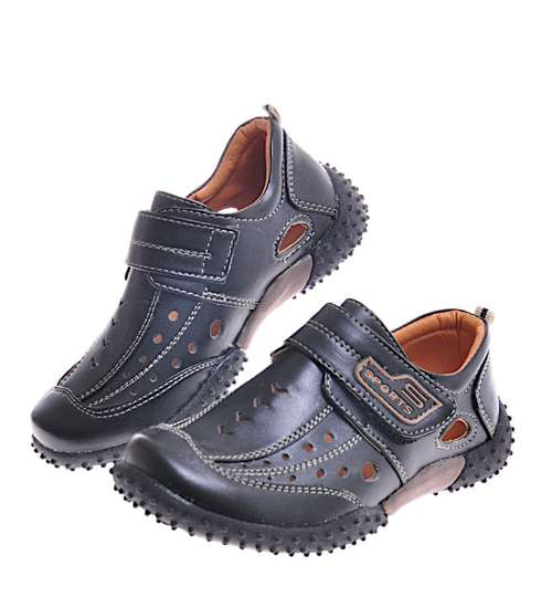 Wygodne chłopięce sandały na rzepy Black /G9-2 11635 T161/