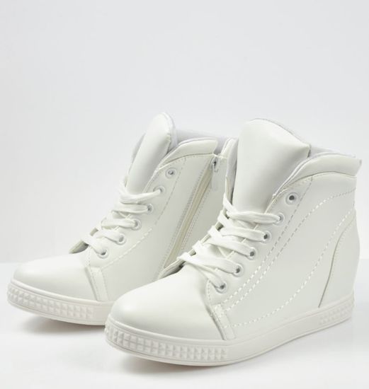 Białe trampki sneakersy na koturnie /xx 3691 S216/