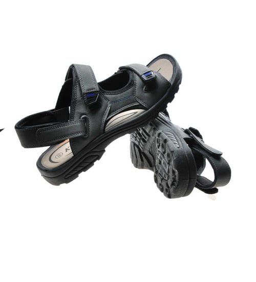 SZARE męskie sandały wygodne na rzepy  /A2-3 5111 S290/
