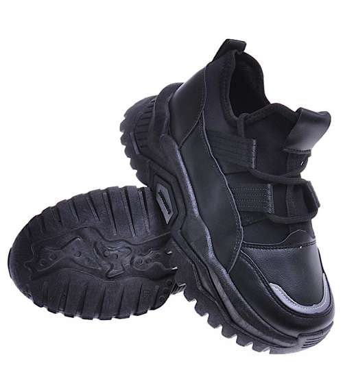 Sneakersy damskie na platformie Czarne /E1-1 10654 T432/