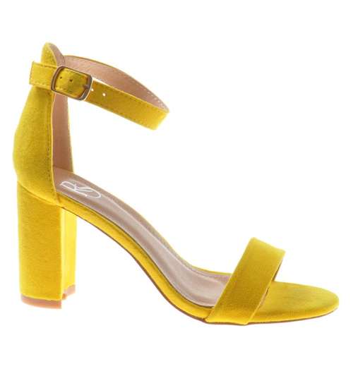 Piękne damskie sandały na obcasie Żółte /G1-2 9089 S195/