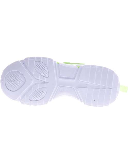 Sznurowane biało zielone buty sportowe /A5-2 12529 T299/