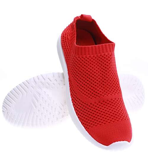 Wsuwane czerwone damskie buty sportowe /B6-3 15730 T184/
