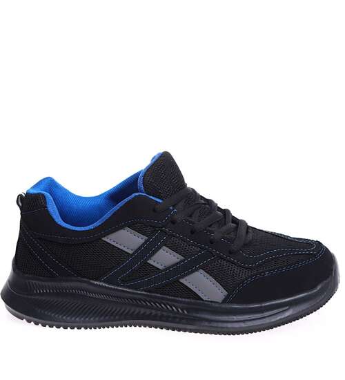 Chłopięce wiązane czarne buty sportowe /E6-3 15935  T396/