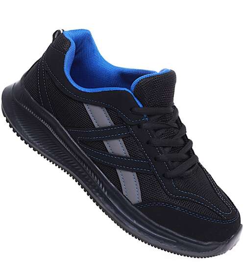 Chłopięce wiązane czarne buty sportowe /E6-3 15935  T396/