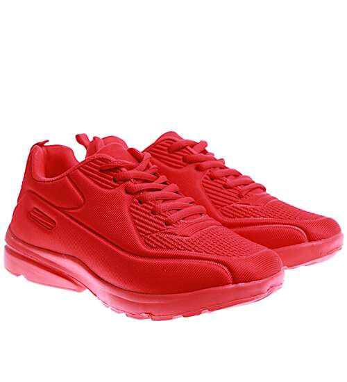 Sznurowane uniwersalne czerwone buty sportowe /G2-3 16091 T482/