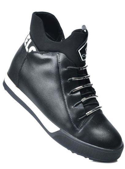 Lekko ocieplone sneakersy Sportowe Botki Czarne /X3-5 3888 S291/