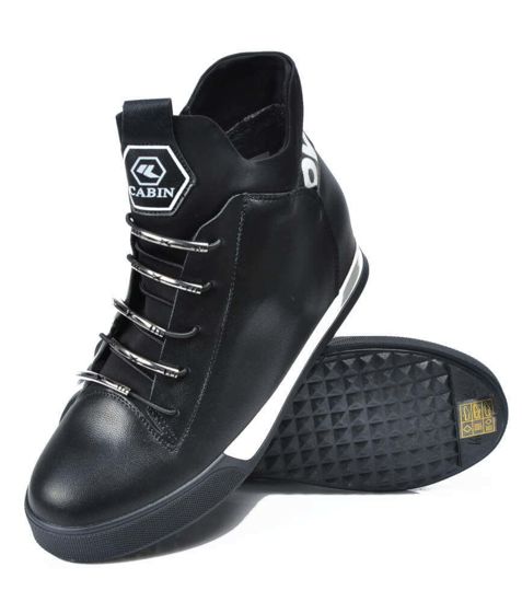 Lekko ocieplone sneakersy Sportowe Botki Czarne /X3-5 3888 S291/