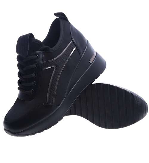 Czarne trampki sneakersy na koturnie /F10-2 13627 T809/