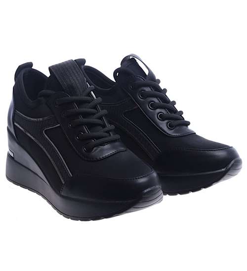 Czarne trampki sneakersy na koturnie /F10-2 13627 T809/