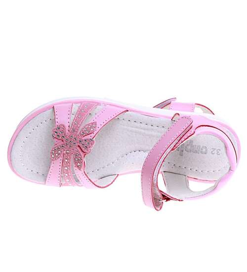 Różowe sandały dziewczęce na rzepy /A1-2 16043  T186/
