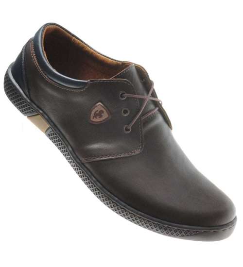 WYPRZEDAŻ- Brązowe męskie buty ze skóry naturalnej /C7-3 656 1053 S600/