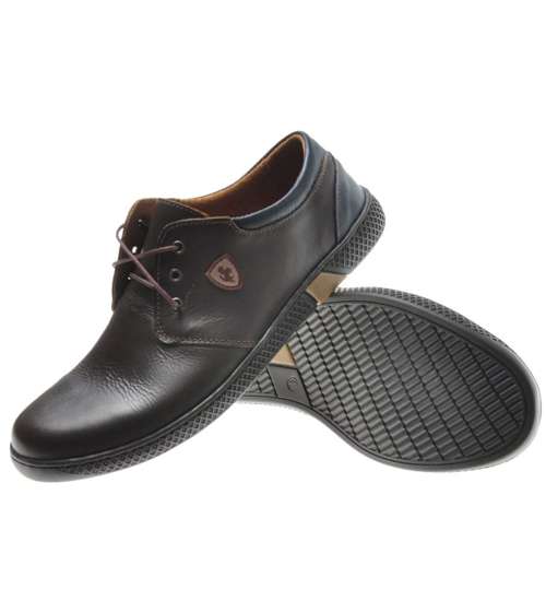 WYPRZEDAŻ- Brązowe męskie buty ze skóry naturalnej /C7-3 656 1053 S600/