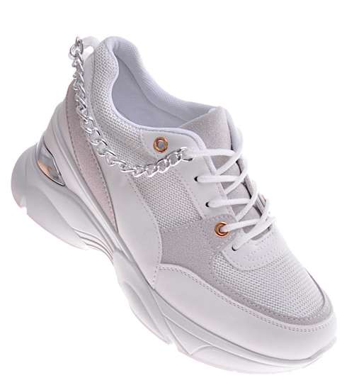 Białe trampki sneakersy na koturnie /C5-2 10894 W483/