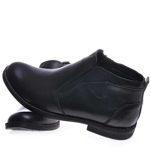 Zimowe męskie buty ze skóry naturalnej Czarne /H2-2 12939 R147/